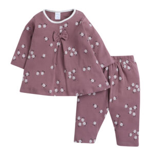 Frill Nightsuit Set (For Baby Girl) - Purple & White - Copy